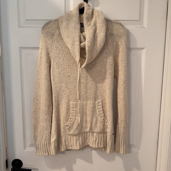 Eddie Bauer Lounge Sweater Womens M Turtle Neck Beige Oversized Pocket Sleepwear - Picture 1 of 9